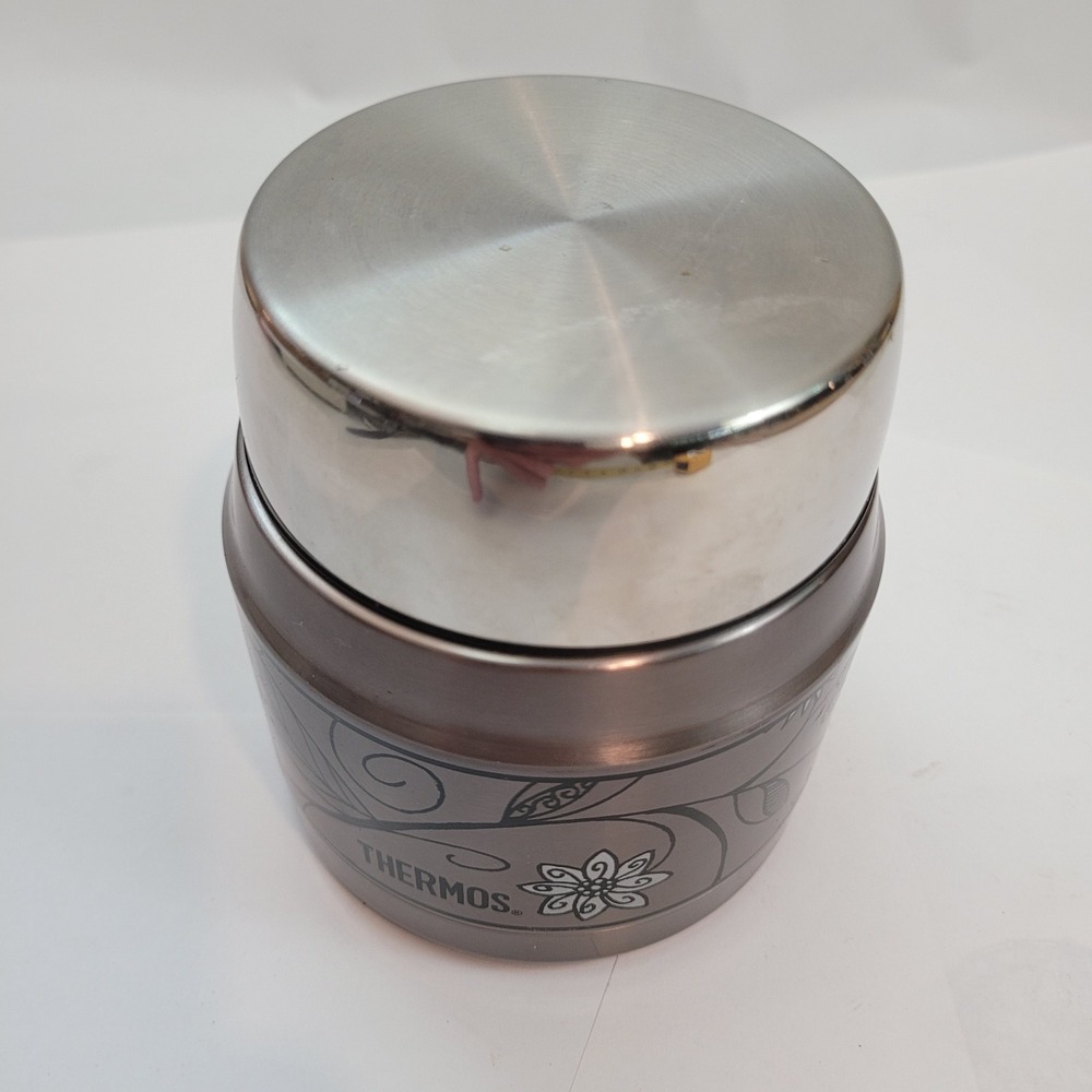 Thermos Food Jar H3000 10oz Vacuum Insulated Stainless Steel Floral Grey